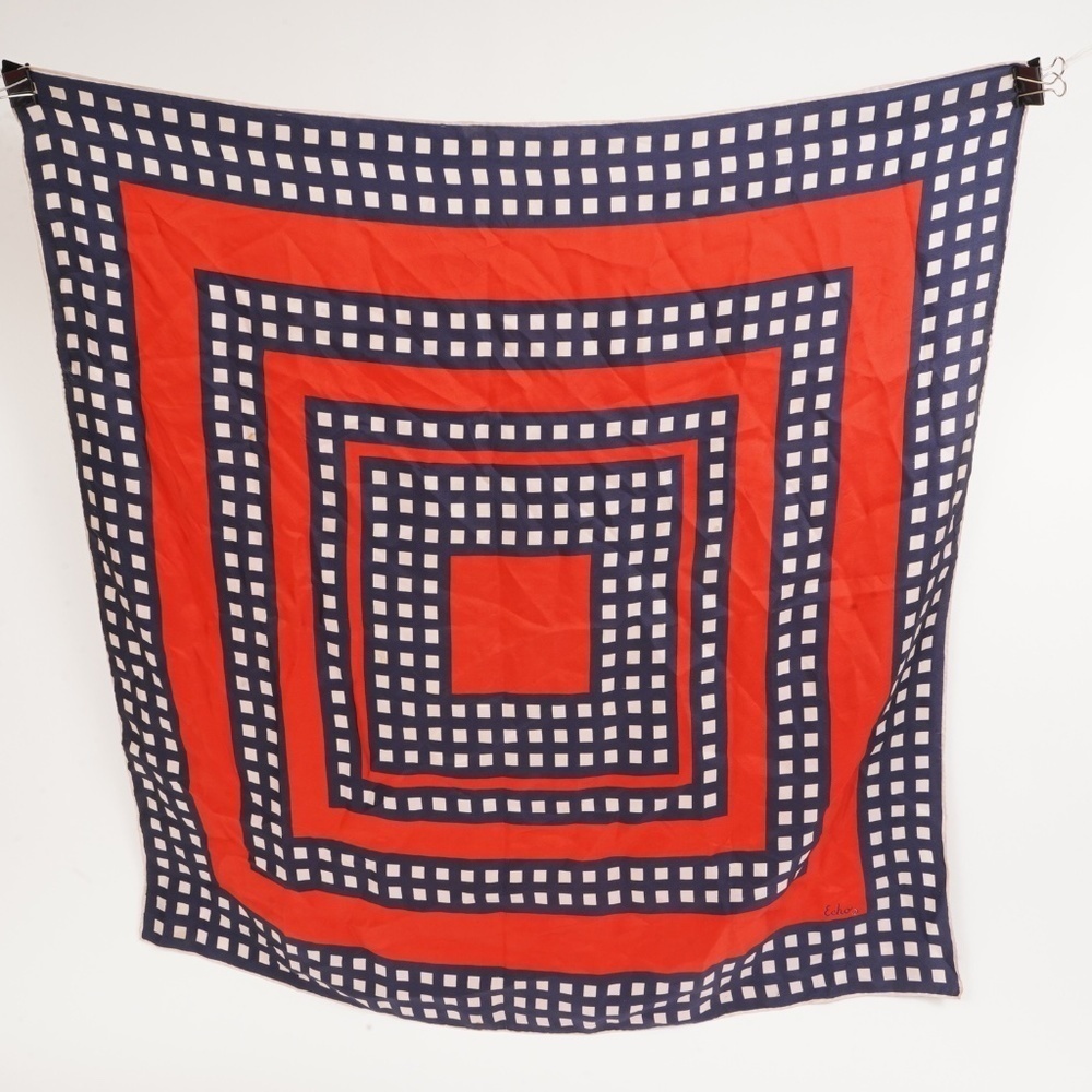 Vintage Echo Red‎ and Blue Square in Square Pattern Scarf​